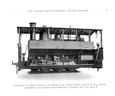 <b>Locomotive pour la Société Nationale des Chemins de fer vicinaux Belges</b><br>Type dit de 12 1/2 tonnes